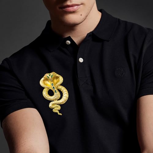 Image of Retro Crystal Snake Brooch Gold Plated Cobra Animal Corsage Suit Jacket Brooch Pin Fashion Jewelry for Men Women Gifts
