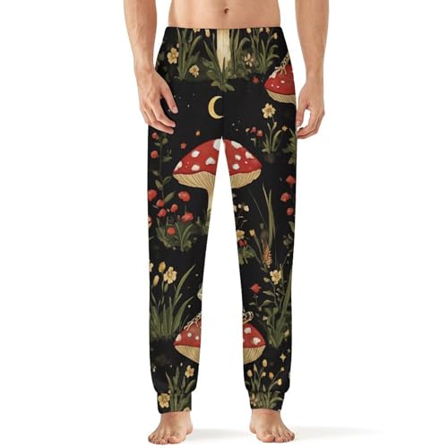 Toad Frog Butterfly Mushroom Floral Men's Pajama Pants Sleepwear PJ Bottoms Lounge Sleep Pant Nightwear
