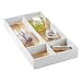 mDesign Bathroom Drawer Organizer for Vanity to Hold Makeup, Beauty Products - 4 Compartments, White/Light Wood Finish