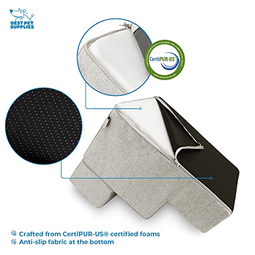 Image of Best Pet Supplies Foldable Pet Steps /Stairs with CertiPUR-US Certified Foam Sand, 3-Steps (H: 16.5 inch) (STF249-S)