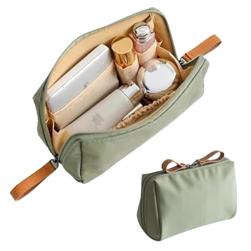XPEX 1 Stück Schminktasche Klein, Kulturtasche Damen Klein, Tragbare Kosmetiktasche Damen, Kleine Multifunktions-Aufbewahrungstasche, Kosmetik Lagerung Für Reise Schlafzimmer, Bad(Grün) (Grün)