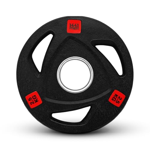 1441 Fitness 2.5 Kg Tri Grip Olympic Plates with the Rubber Finish, Pack of 1 Weight Plates or Set for Crossfit, Lifting & Strength Training - Gym Bar Plates for Exercise-Barbell Discs Plate