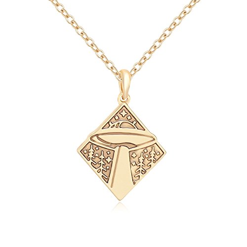 10K Gold Color Spacecraft UFO Pendant Necklace