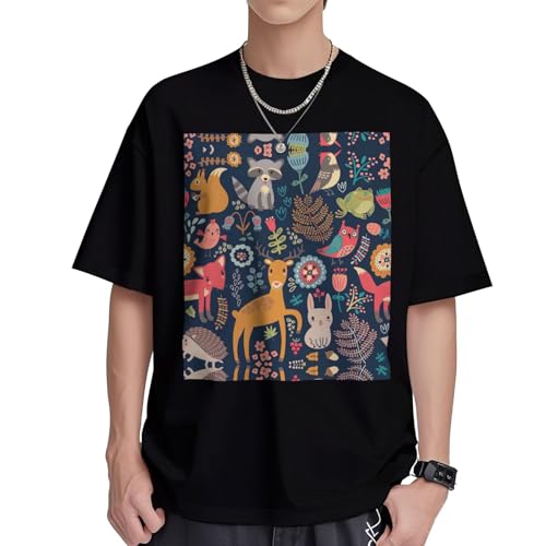 T-shirt en coton de qualité supérieure pour homme à imprimé oiseau