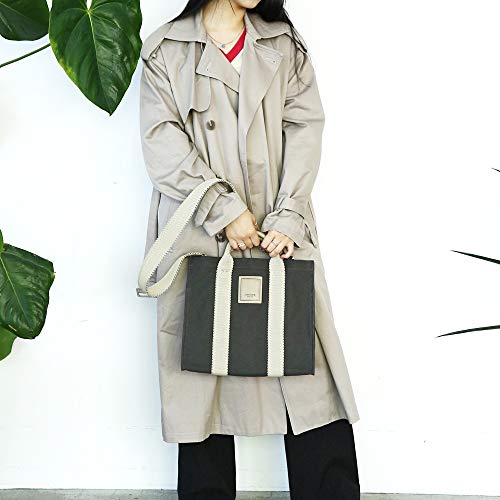 Image of CONAMOR May Black Label Tote Bag Medium, Casual Shoulder Strap Crossbody Canvas Bag, 2-Way Handbag