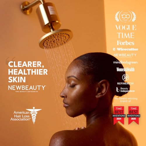 Image of Filterbaby All-Metal Shower Filter Pro | Doctor Developed, Reduces up to 99% Chlorine /Chloramine /Lead /Certain Heavy Metals, Great Water Pressure,Long Lasting, Gold