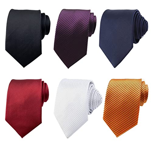 Adulove Men's Necktie Classic Silk Tie Woven Jacquard Neck Ties 6 PCS