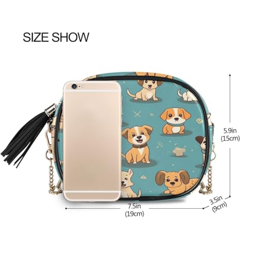 ALAZA Women's Cute Funny Dogs PU Leather Crossbody Bag Shoulder Purse with Tassel3