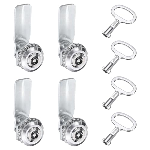 MECCANIXITY Cerradura de leva tubular, cilindro de 5/7 pulgadas de longitud, cerradura plana de aleación de zinc con llave para buzón eléctrico (plateado, paquete de 4)