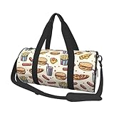 Bolsa de viaje con estampado de hamburguesas y pizzas fritas, bolsas de deporte para gimnasio para mujeres y hombres, bolsas de viaje para fin de semana durante la noche