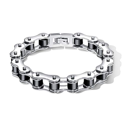 LAFATINA Pulsera de Cadena de Eslabones para Hombre Acero Inoxidable para el Día del Padre, Pulsera de Cadena Masculina para Bicicleta Cover