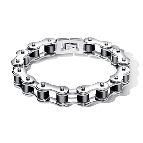 LAFATINA Mens Heavy Harley Motorcycle Bicycle Link Chain Bracelet for Fathers Day Stainless Steel Masculine Bike Chain Bracelet Wristband