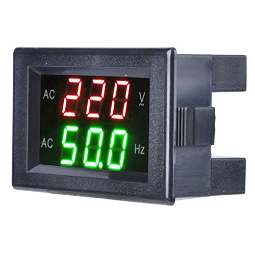 Image of Tiiyee Voltage Frequency Meter, YB4835VF Digital AC Voltmeter Panel Mounting Meter 80-500V Frequency Counter 45-65HZ LED Dual Display Ammeter Voltmeter Generator Current Tester Measuring Tool(Black)