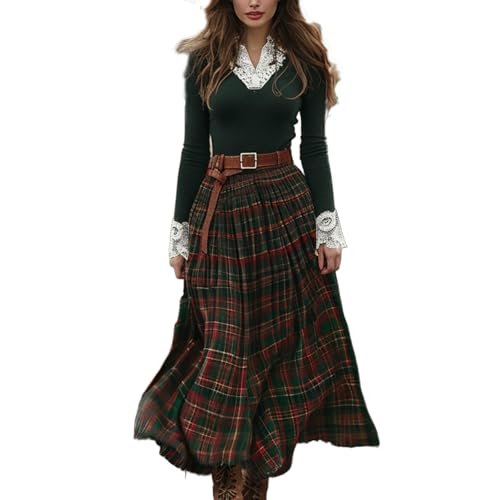 Western Cowgirl Dress for Women Sexy Lace Deep V Neck Long Sleeved Large Skirt Vintage Boho Western Dresses