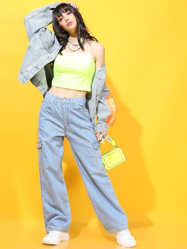 Image of Tokyo Talkies Women Cargo Jeans | Straight fit