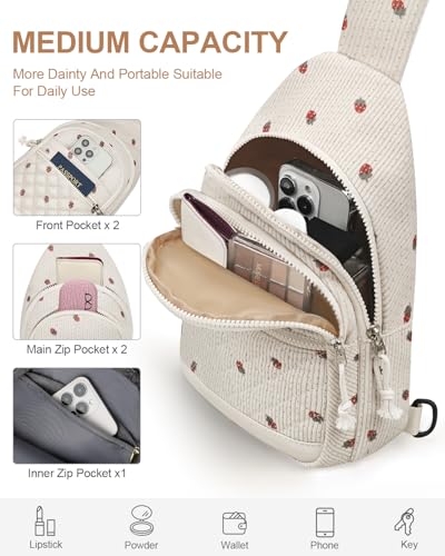 Image of Capolo Sling Bag for Women Men Waterproof Crossbody Bags for Women Trendy Casual Fanny Pack with Convertible Shoulder Strap Chest Bag for Travel Hiking(Strawberry, Medium)