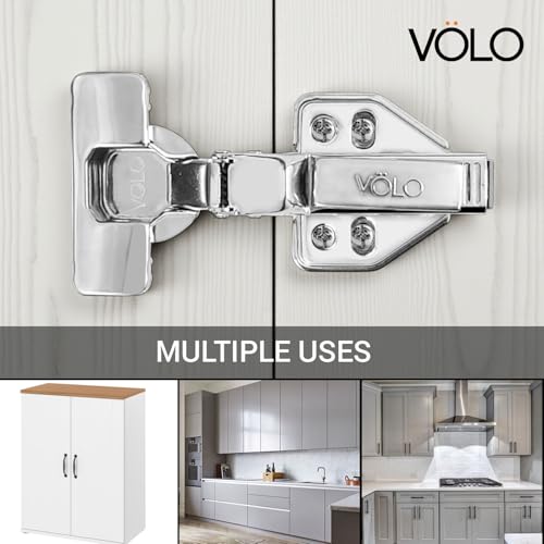 Image of VOLO Cabinet Hinges, Set of 1 (2 Pieces) for Furniture, Wardrobes, Doors, and Storage Units | (2D Soft Close (Stainless Steel), 15 Crank | Inset)