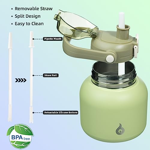 Image of BJPKPK 27oz Insulated Water Bottle with Straw Lid, Cute Stainless Bottle | One-Hand Straw Lid, BPA-Free Leakproof Large Water Bottle with Handle, Keeps Cold & Hot, Vacuum Insulation for Gym & Outdoor