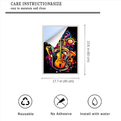 Vinilo decorativo para ventana con diseño musical 17.7x23.6 pulg miniatura 2