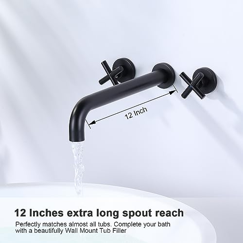 Arcora AR9202500B Wall Mount Tub Filler Matte Black, Arcora Bathtub Faucet Long Spout Reach thumb #3