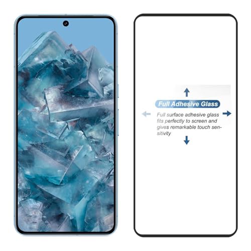 Image of POPIO Tempered Glass Screen Protector Compatible For Google Pixel 8 Pro Cellphone (Black) With Edge To Edge Coverage And Easy Installation Kit