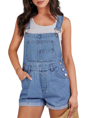 ANRABESS Overalls for Women Denim Shorts Overalls 2025 Summer Casual Loose Fit Adjustable Rompers Jean jumpsuit Bib Shortalls B Washed Blue X-Large