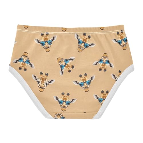 Joisal Cotton Toddler Girls Underwear Cute Giraffes Heads Beige Panties Little Girl Print Kids Undies Briefs 2t2