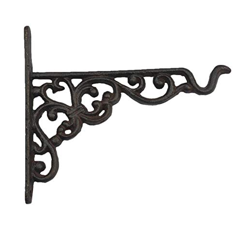iBaste_S Iron Metal Wall Bracket Lantern Hanging Planter Basket Hook Shelf Stand Holder Indoor Home Decor Outdoor Balcony Wall Mounted Flower Rack Gardening Decorative
