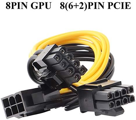 ZSHYBER PCIe Adapter Power Cable, 6-Pin PCIe to 8-Pin PCI-E PCI Express ATX 6Pin Male to Dual 8Pin & 6Pin Female Video Card Extension Splitter Power Cable (1)