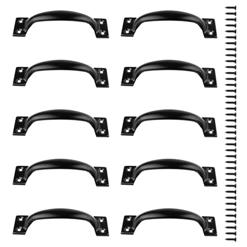 PHMING 10 Piezas Tiradores Negros, 120 mm Tirador Puerta, Negro Tiradores de Cajones de Arco, Gabinete Muebles Perillas de la Manija con Tornillos, para Armarios, Cajones, Armarios y Zapateros