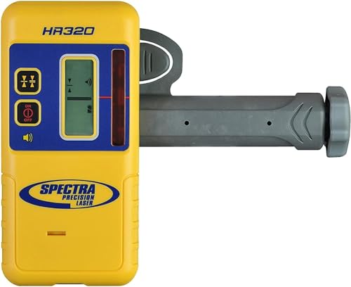 Spectra Precision HR320 Laser Receiver with C59 Rod Clamp, Front & Rear LCD Displays, Loud Speaker, Waterproof, Red