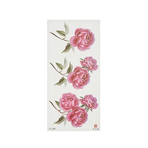 Handaxian 3pcs3D Realista Rosa Tatuaje Impermeable Tatuaje Femenino Brazo Hombro Flor Pegatina 3pcs-14