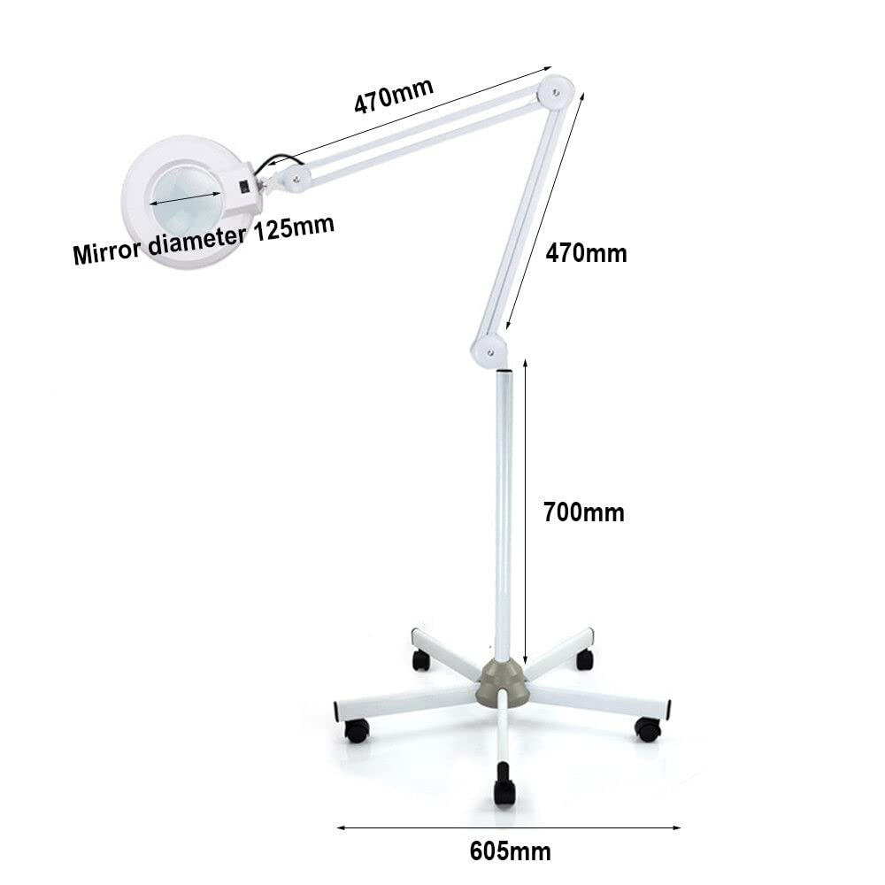 Lámpara de escritorio con aumento de lupa con luz 5 dioptrías LED lámpara lupa luz fría cosmética lupa con trípode, lupa de lectura con iluminación