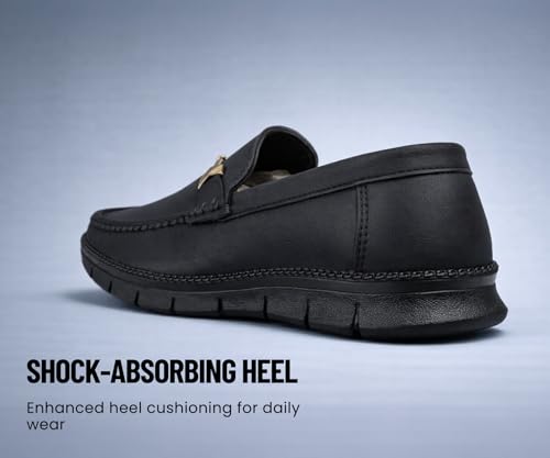 Image of Kraasa Men's Casual Loafers | Synthetic Leather Upper | Comfortable PU Sole | Slip-On Buckle Office, Party Shoes