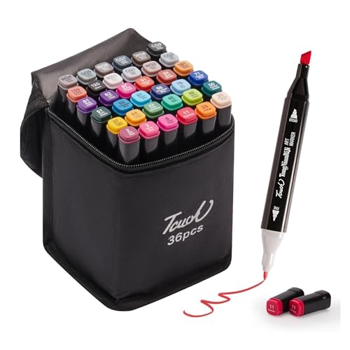 Image of JOUET Alcohol Markers Set of 36 Dual Tip Brush & Color Marker Pens for Drawing, Sketching, Calligraphy, and Colouring | Multicolor Dual Tip Sketch Pens for Artists, Kids & Adults