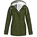 iHENGH Damen Solid Plüsch Verdickungsjacke Outdoor Plus Size Kapuzenregenmantel Winddicht(Armeegrün-3, XL)