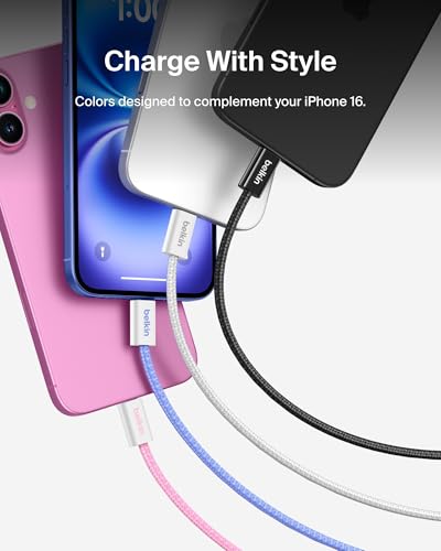 Image of Belkin USB C to USB C 60W Braided Cable 2 Pack, 3.3ft iPhone Charger Cord