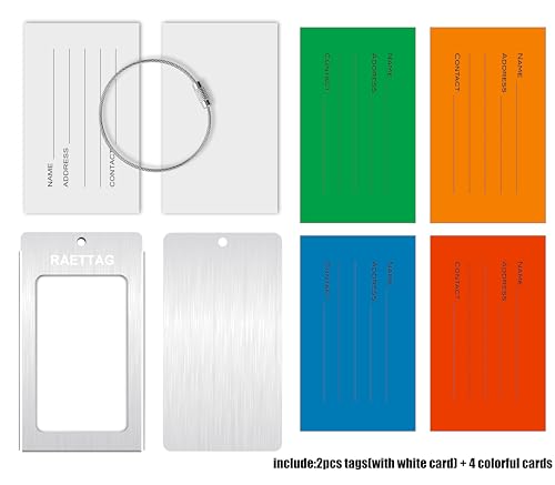 Image of Luggage Tags Metal Suitcase Tags Travel Bag ID Identifier Luggage Tag (Silver 2-Pack)