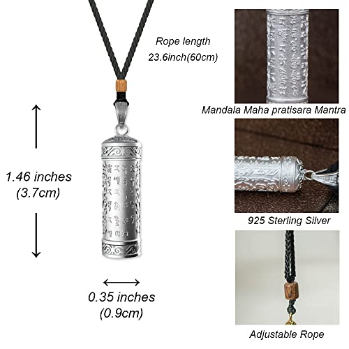 Urn Necklaces for Ashes Cremation Memorial Keepsake 925 Sterling Silver Pendant Mandala Maha pratisara Buddhism Mantra Shurangama Mantra Jewelry3