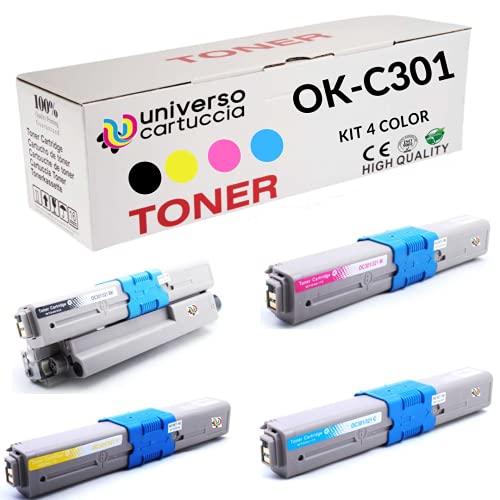 universo cartuccia 44973536 44973535 44973534 44973533 Kit 4 Color Tóner compatible sustitutivo para Oki C301dn C321dn MC332dn MC342dn MC342dnw MC342dw MC342w (Kit 4 color)