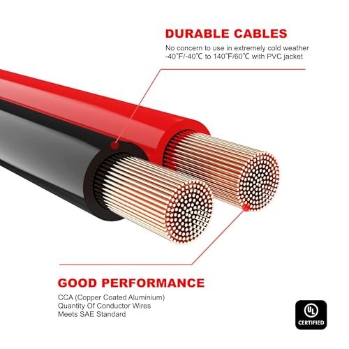 AWELTEC Jumper Cables for Car,8 Gauge 12 Feet Heavy Duty Booster Cable,Quick Connect Automotive Wires with Alligator Clips,Carrying Bag for Cars Trucks