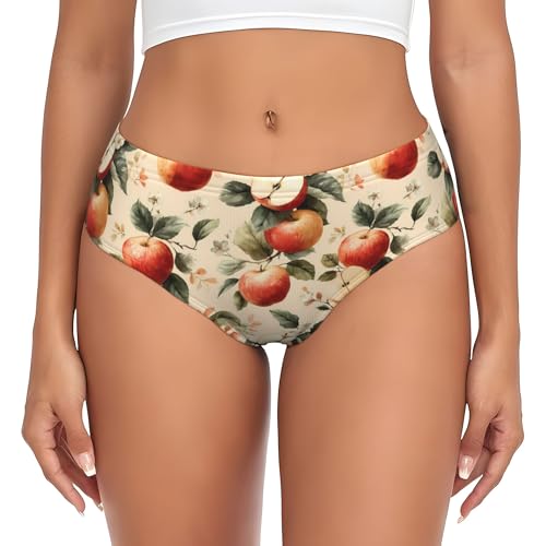 Qewfoju Fruit Apples 1 Pattern Women's Seamless Underwear Cotton Ladies