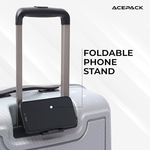 Image of ACEPACK Carbon 78 cm Large Check-in Size Hard-Sided Luggage Trolley Bag - Lightweight & Durable Polypropylene Suitcase with Anti-Theft Zipper & Number Lock for Travel (28) (Silver)