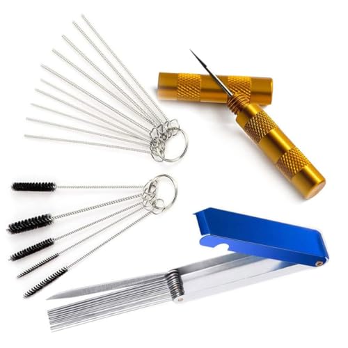Kit La Pulizia Carburatore, Utensile per Pulizia Carburatore Carb, 13 Fili+10 Aghi per la Pulizia+5 spazzole in Nylon+1 mandrino affilato, per Auto Moto ATV Saldatrici Attrezzature Giardino