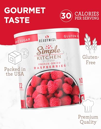 Image of SIMPLE KITCHEN Camping and Outdoors Freeze Dried Raspberries, 22 Servings