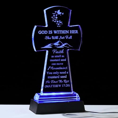 Image of Qianwei Crystal Jesus Cross Inspirational Gifts for Women - Religious Catholic Baptism Communion Confirmation Gifts