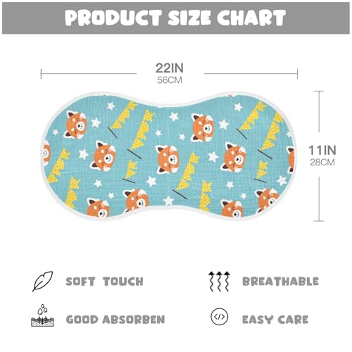 J JOYSAY Red Panda Star Blue Baby Burp Cloths for Boys Girls Large 22''x11'' Cotton 4 Layer Baby Items Must Haves for Boy Drool one sizex22