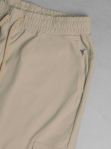 Image of TECHNOSPORT Men's Solid Slim Fit Sports Cargo Joggers DURACOOL+ Quick Dry Breathable Moisture Wicking Stretch Gym Track Pants Running Training Fitness Activewear