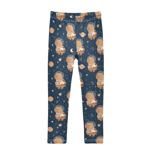 Astronaut Capybara Girls Leggings Soft Stretch Workout Yoga Dance Pants for Kids Casual Tights