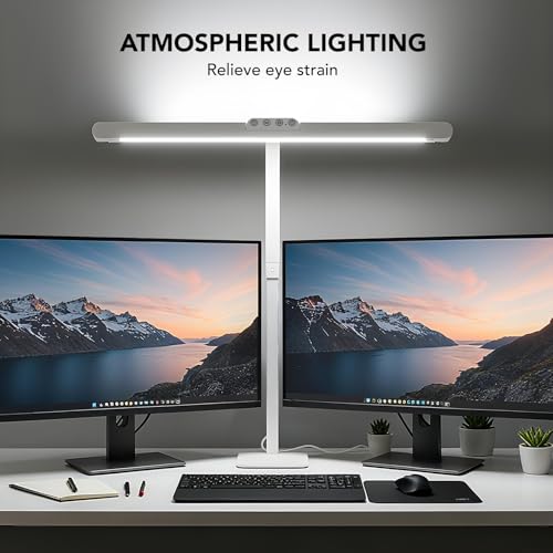 Image of LED Desk Lamp for Home Office with Base, 28.2 inch Adjustable Gooseneck Swing Arm Bright Desk Light, Dimmable Architect Table Lamp for Desktop Computer Light, Reading, Study, Workbench(White)